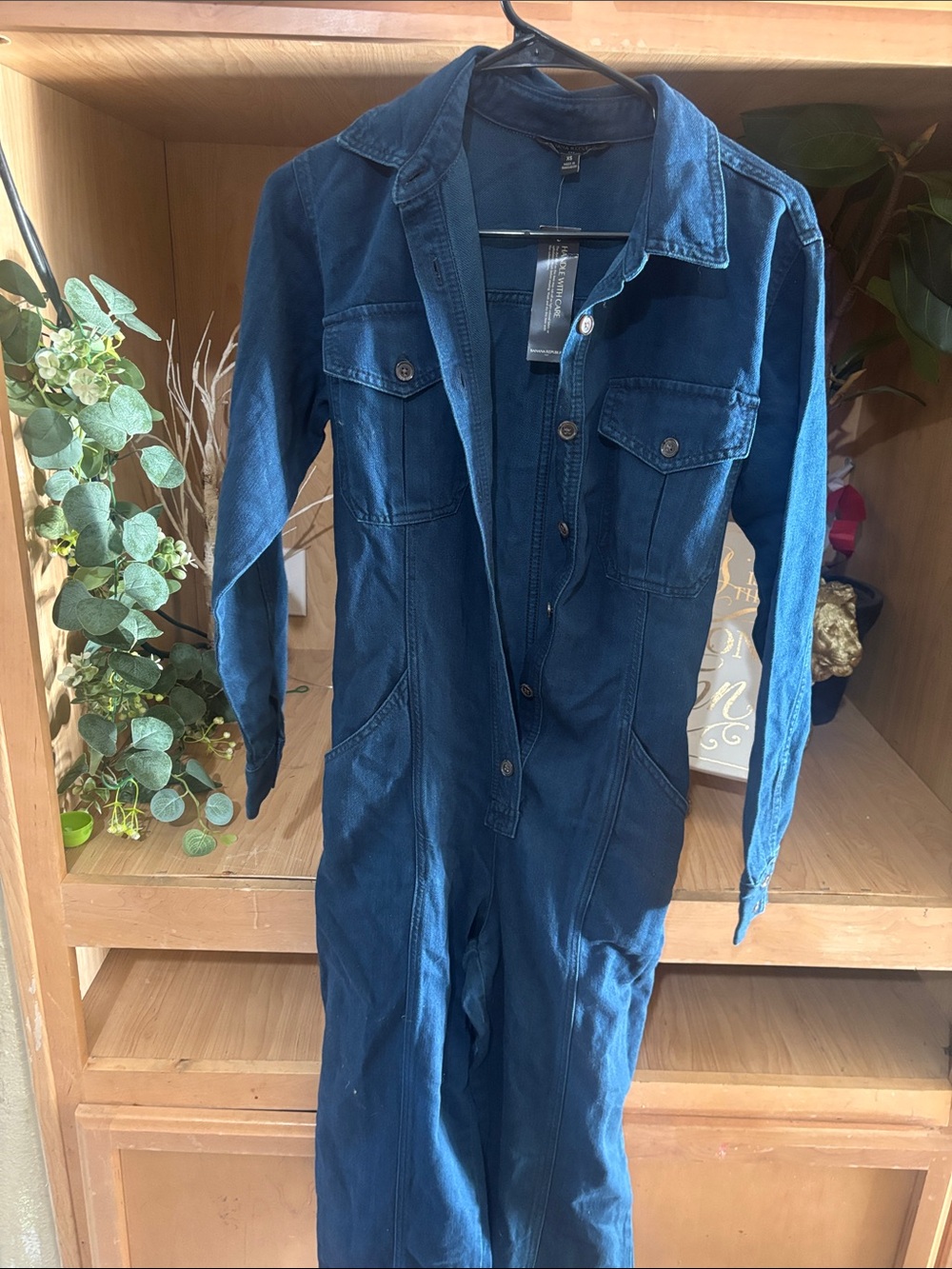 Banana Republic Dark Blue Utility Jumpsuit Jacket